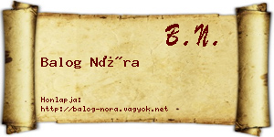 Balog Nóra névjegykártya